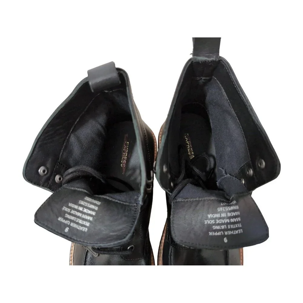 Express‎ Hiker Chukka Boot Mens 9 Black Leather Lace Up City Casual Modern